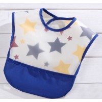 日本防水幼兒魔術貼飯衣 (無袖--藍色小星星)